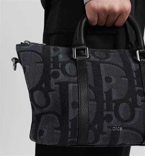 Weekender 25 Black Dior Oblique Jacquard and Black Grained 